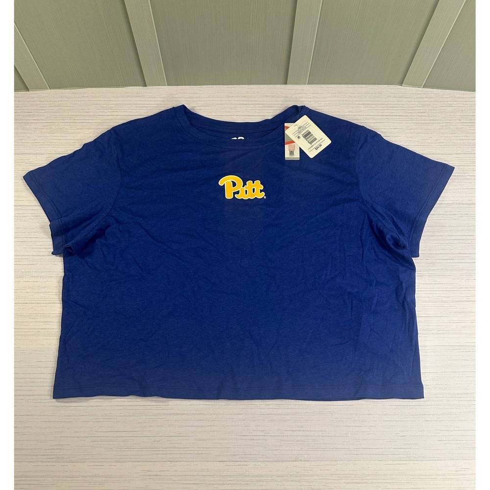 CSA University of Pittsburgh Pitt Panthers Cropped T-Shirt Royal Blue 2XL NWT